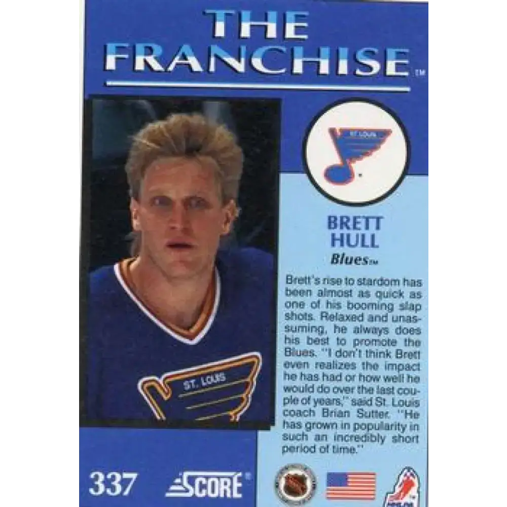 1991-92 Score American #337 Brett Hull NM-MT St. Louis Blues Hockey Card - Hockey Card Single