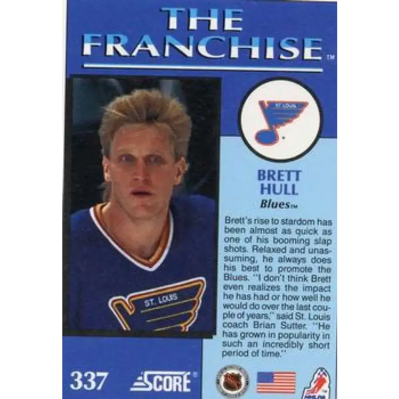 1991-92 Score American #337 Brett Hull NM-MT St. Louis Blues Hockey Card - Hockey Card Single