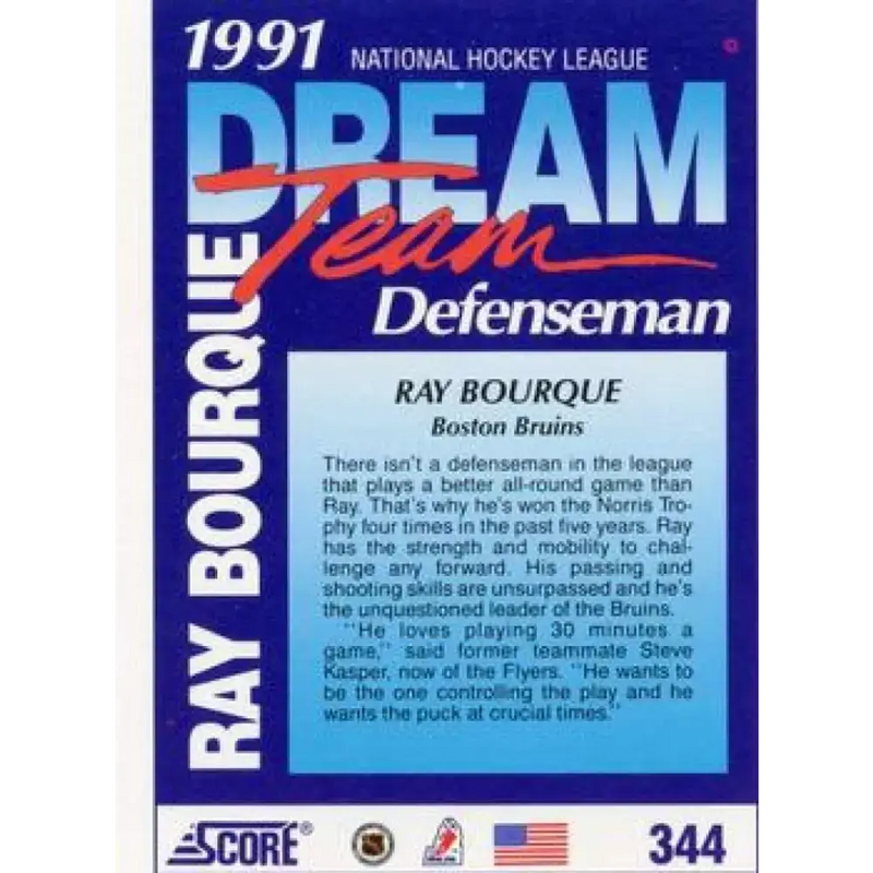 1991-92 Score American #344 Ray Bourque NM-MT Boston Bruins Hockey Card - Hockey Card Single