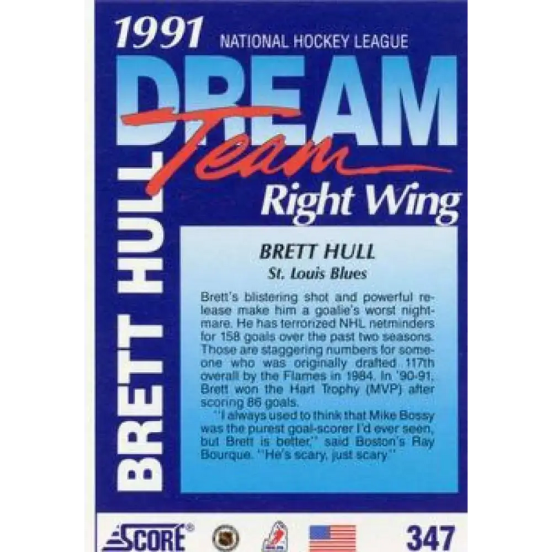 1991-92 Score American #347 Brett Hull NM-MT St. Louis Blues Hockey Card - Hockey Card Single