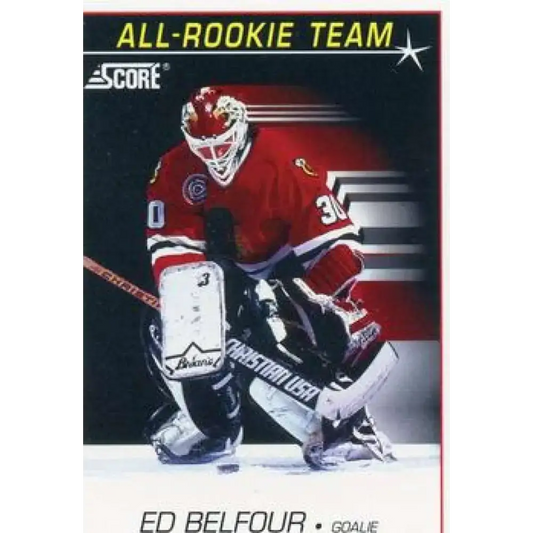 1991-92 Score American #348 Ed Belfour NM-MT Chicago Blackhawks Hockey Card