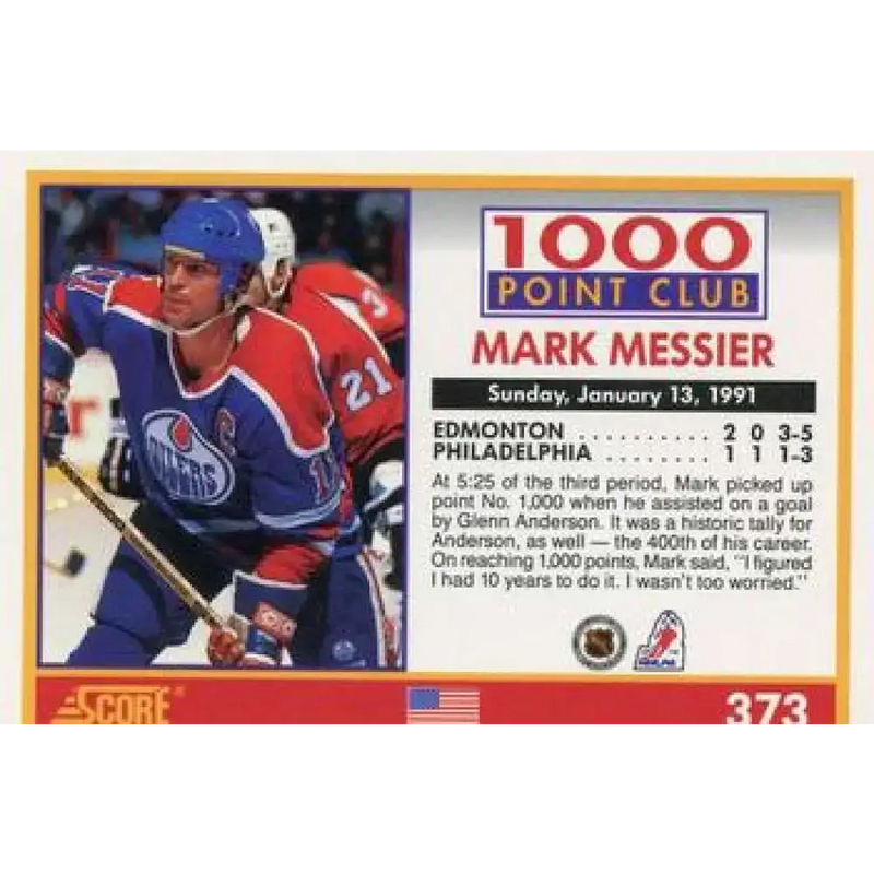 1991-92 Score American #373 Mark Messier NM-MT Hockey Card - Hockey Card Single