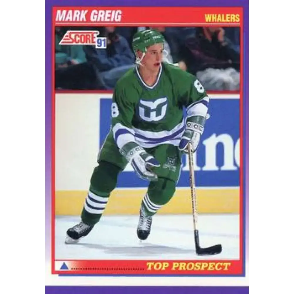 1991-92 Score American #383 Mark Greig NM-MT Hartford Whalers Hockey Card - Hockey Card Single