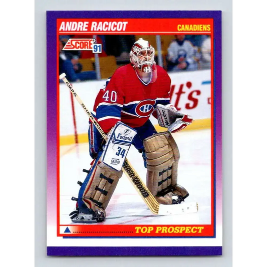 1991-92 Score American #395 Andre Racicot NM-MT RC Rookie Montreal Canadiens Hockey Card - Hockey Card Single