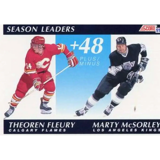 1991-92 Score American #407 Marty McSorley/Theo Fleury NM-MT Calgary Flames Hockey Card - Hockey Card Single