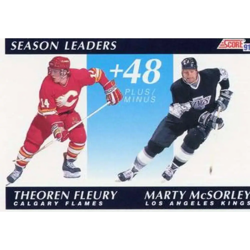 1991-92 Score American #407 Marty McSorley/Theo Fleury NM-MT Calgary Flames Hockey Card - Hockey Card Single