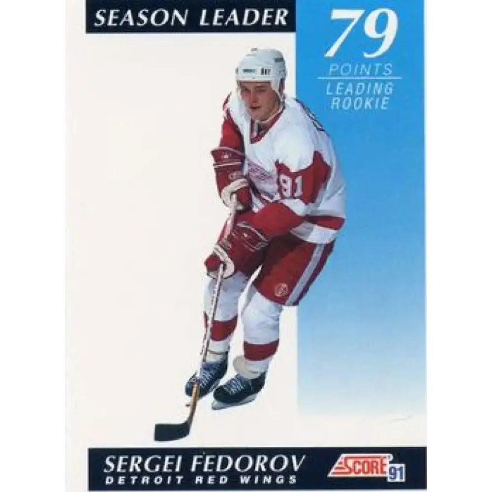 1991-92 Score American #408 Sergei Fedorov NM-MT Detroit Red Wings Hockey Card - Hockey Card Single