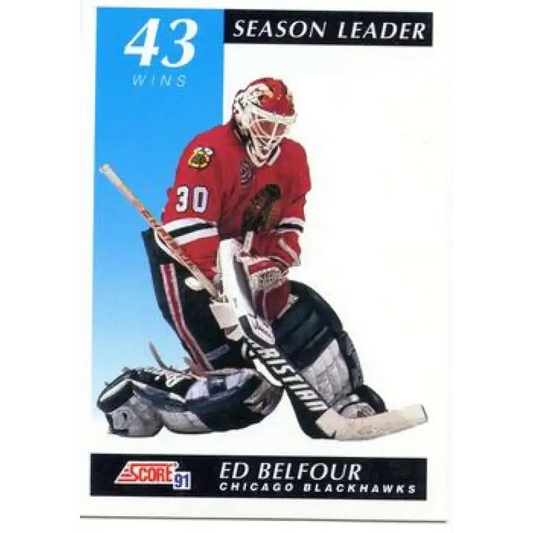 1991-92 Score American #410 Ed Belfour NM-MT Chicago Blackhawks Hockey Card