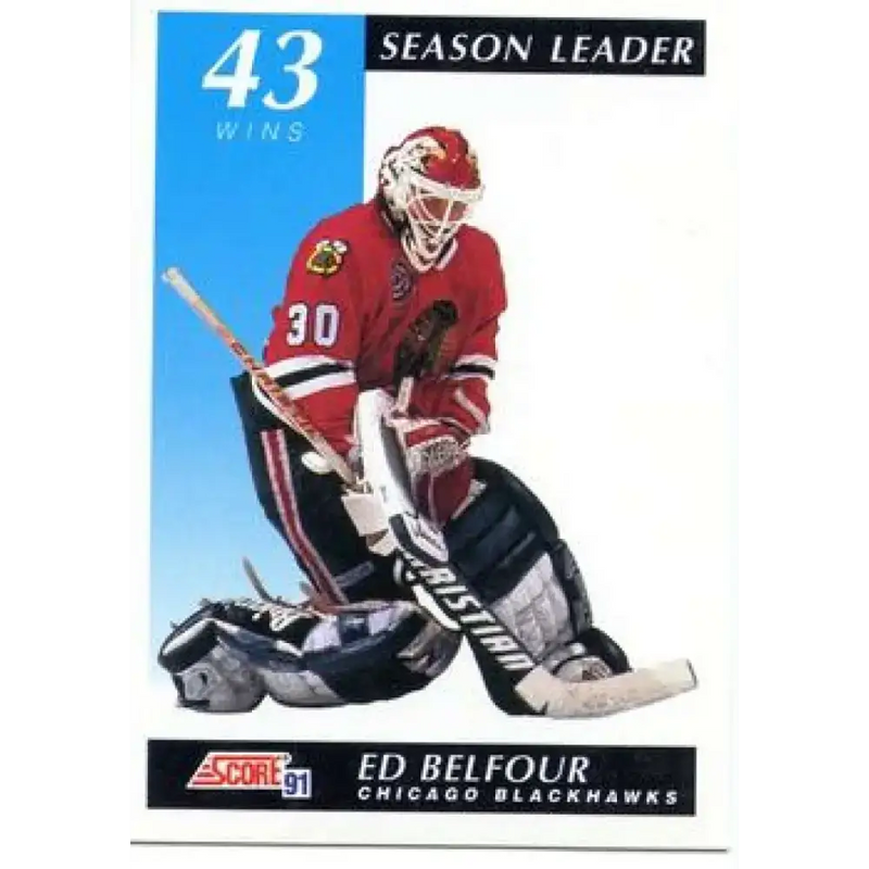 1991-92 Score American #410 Ed Belfour NM-MT Chicago Blackhawks Hockey Card - Hockey Card Single