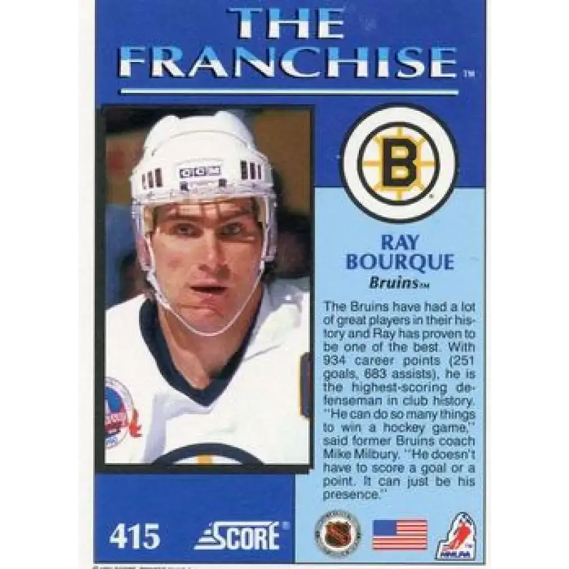 1991-92 Score American #415 Ray Bourque NM-MT Boston Bruins Hockey Card - Hockey Card Single
