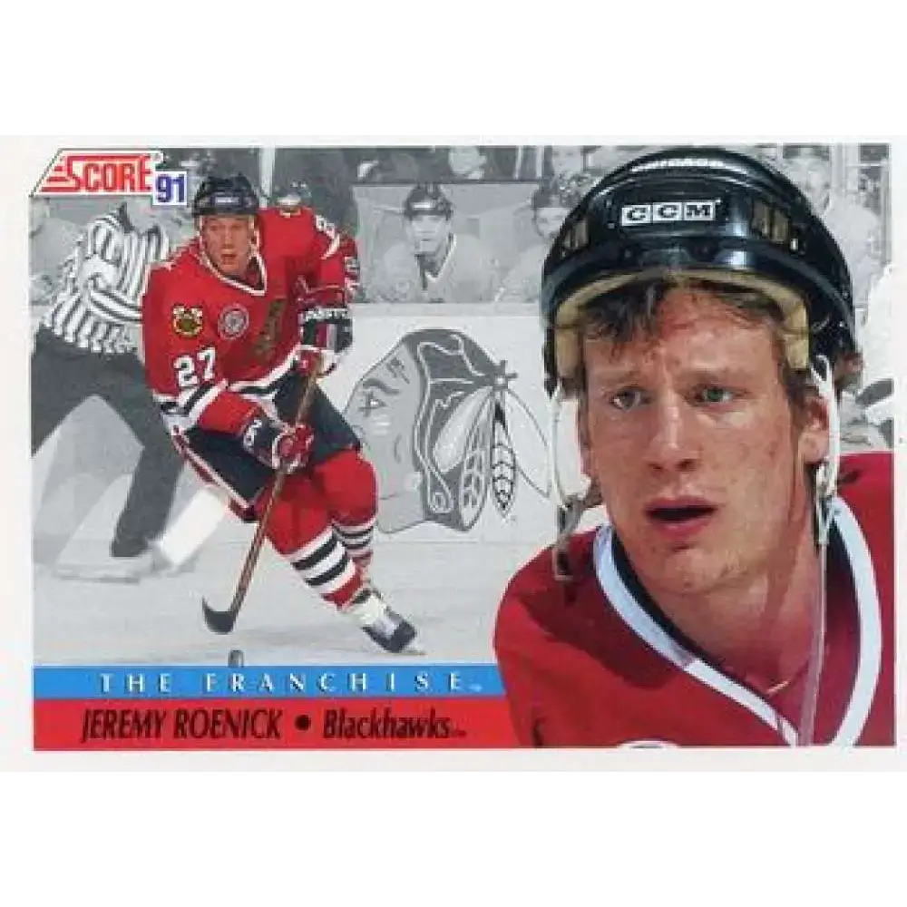 1991-92 Score American #418 Jeremy Roenick NM-MT Chicago Blackhawks Hockey Card - Hockey Card Single