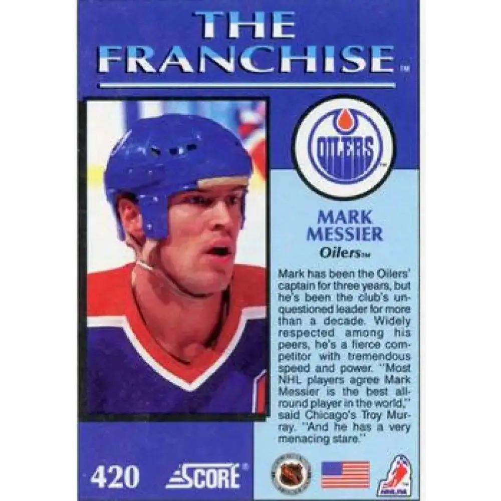 1991-92 Score American #420 Mark Messier NM-MT Edmonton Oilers Hockey Card - Hockey Card Single