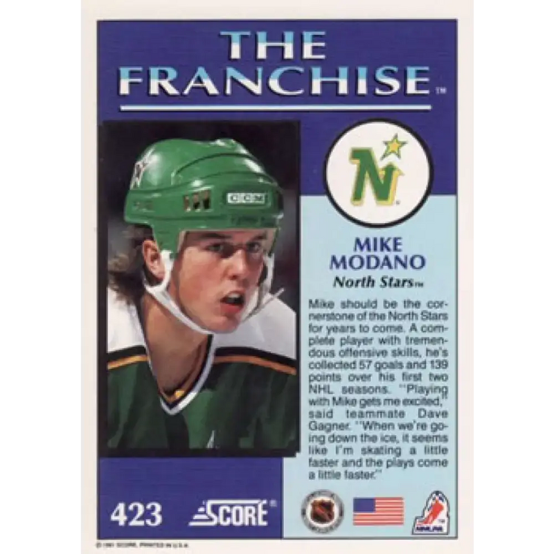 1991-92 Score American #423 Mike Modano NM-MT Minnesota North Stars Hockey Card - Hockey Card Single
