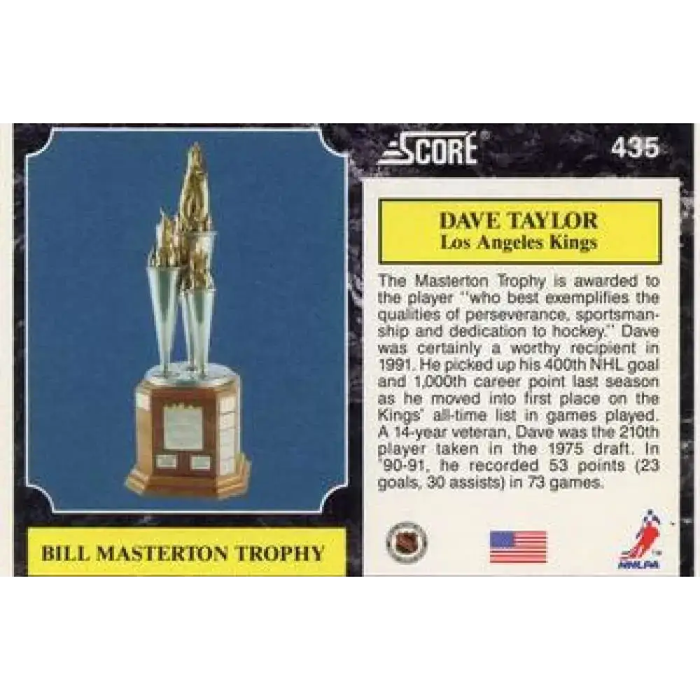 1991-92 Score American #435 Bill Masterton NM-MT Los Angeles Kings Hockey Card - Hockey Card Single