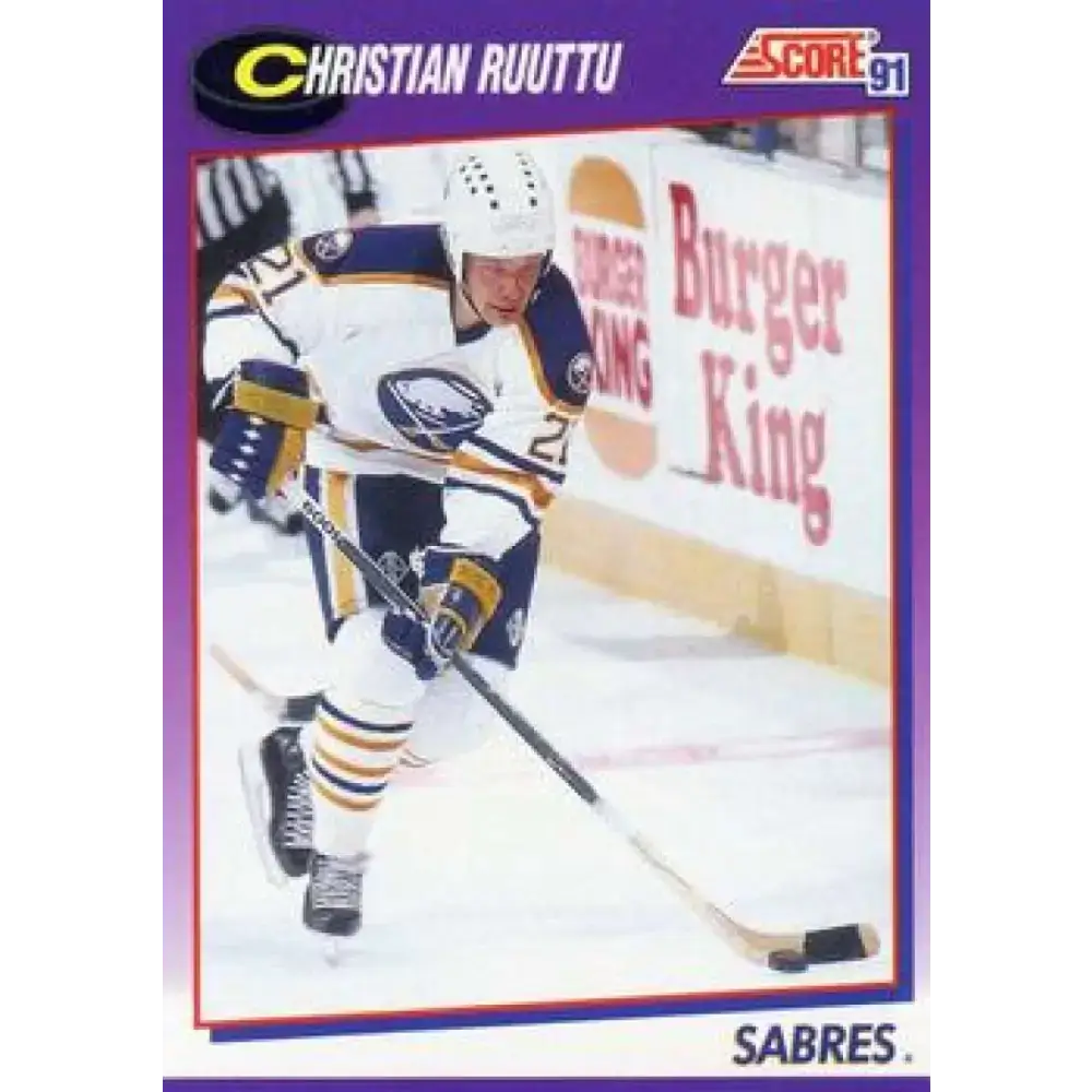 1991-92 Score American #45 Christian Ruuttu NM-MT Buffalo Sabres Hockey Card - Hockey Card Single