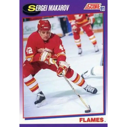 1991-92 Score American #51 Sergei Makarov NM-MT Calgary Flames Hockey Card - Hockey Card Single