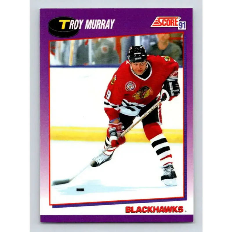 1991-92 Score American #53 Troy Murray NM-MT Chicago Blackhawks Hockey Card - Hockey Card Single