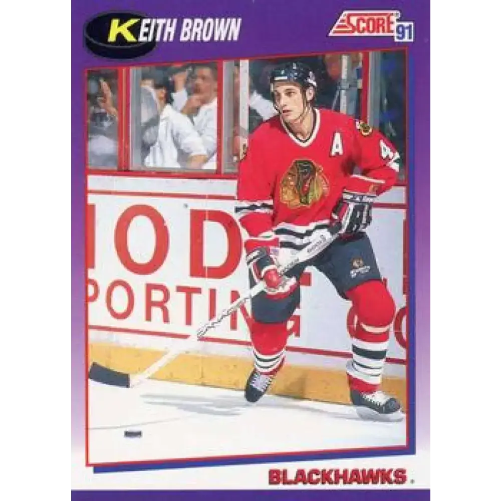 1991-92 Score American #76 Keith Brown NM-MT Chicago Blackhawks Hockey Card - Hockey Card Single