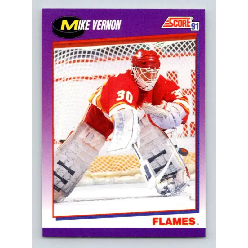 1991-92 Score American #80 Mike Vernon NM-MT Calgary Flames Hockey Card - Hockey Card Single