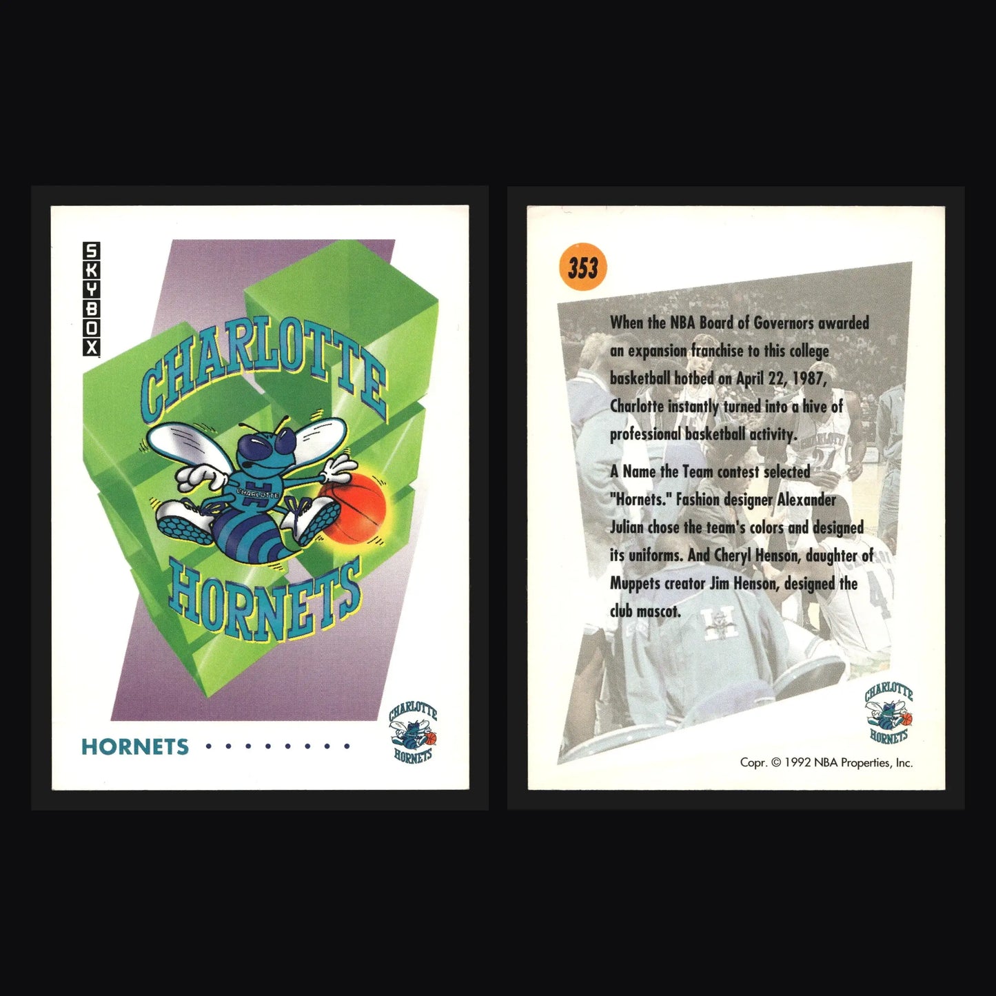 1991-92 SkyBox #353 Charlotte Hornets Team Logo Card