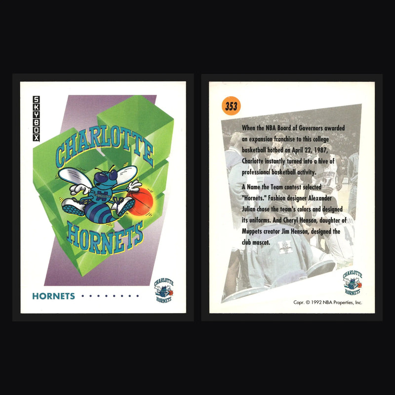 1991-92 SkyBox #353 Charlotte Hornets Team Logo Card