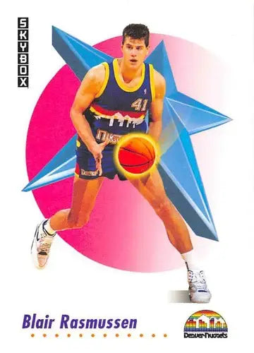 Original gloss Blair Rasmussen basketball card from 1991-92 SkyBox, Nuggets ID 41540