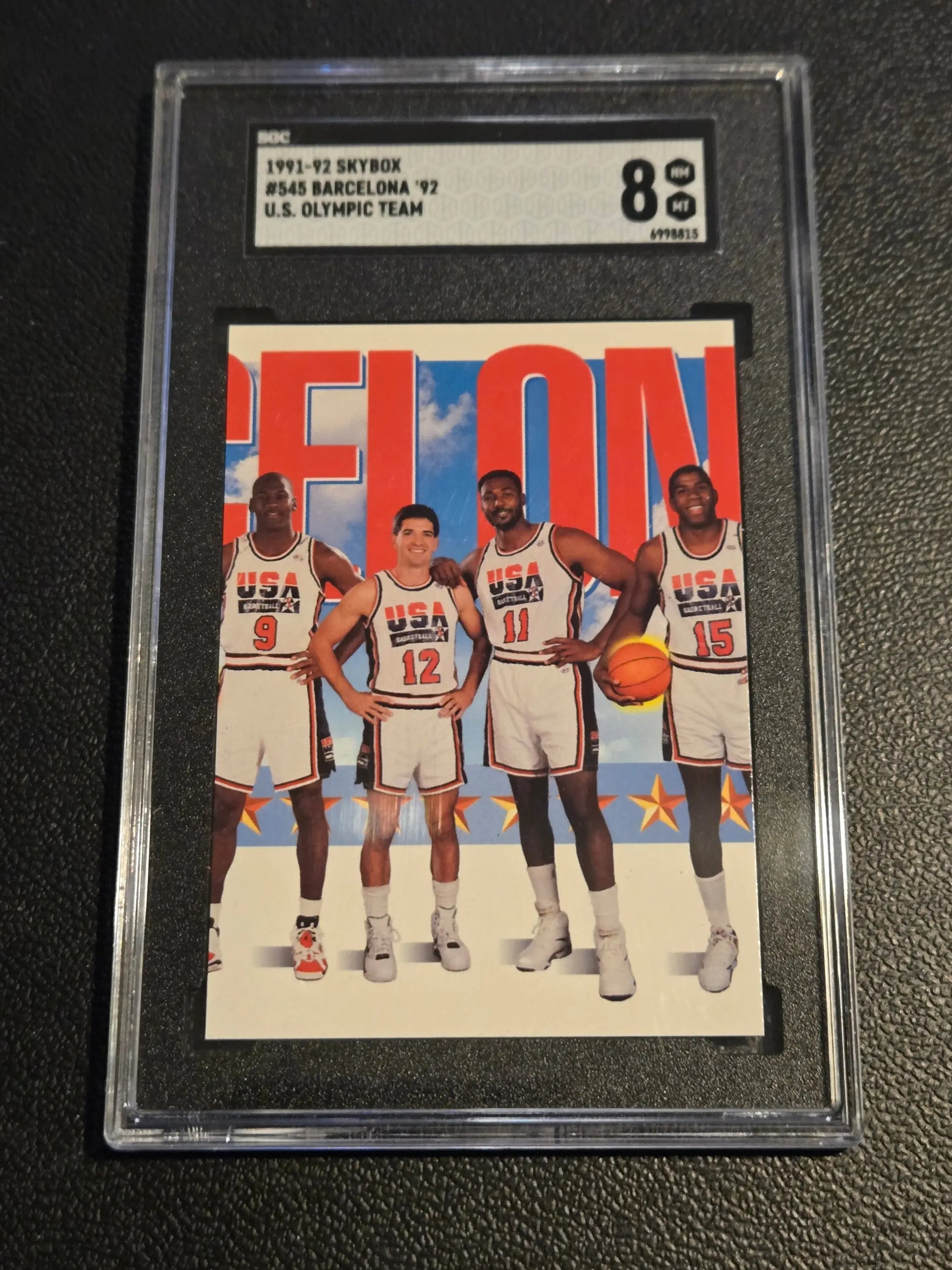 1991-92 SkyBox Michael Jordan / J.Stockton / K.Malone / Magic Johnson USA SGC 8 - Trading Card