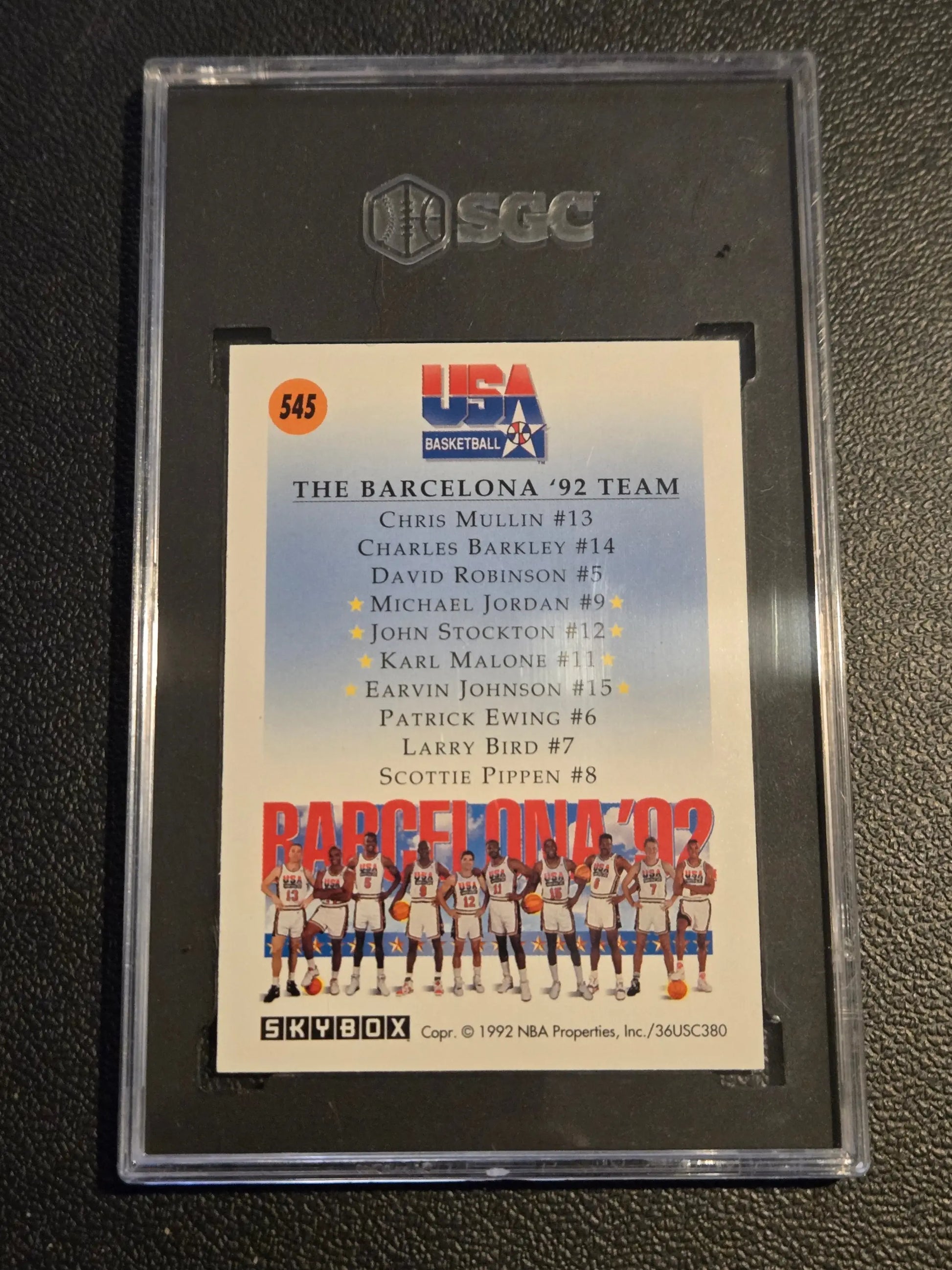 1991-92 SkyBox Michael Jordan / J.Stockton / K.Malone / Magic Johnson USA SGC 8 - Trading Card