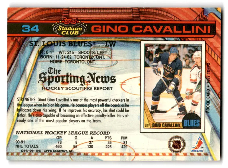 1991-92 Stadium Club #34 Gino Cavallini - Hockey Card Single