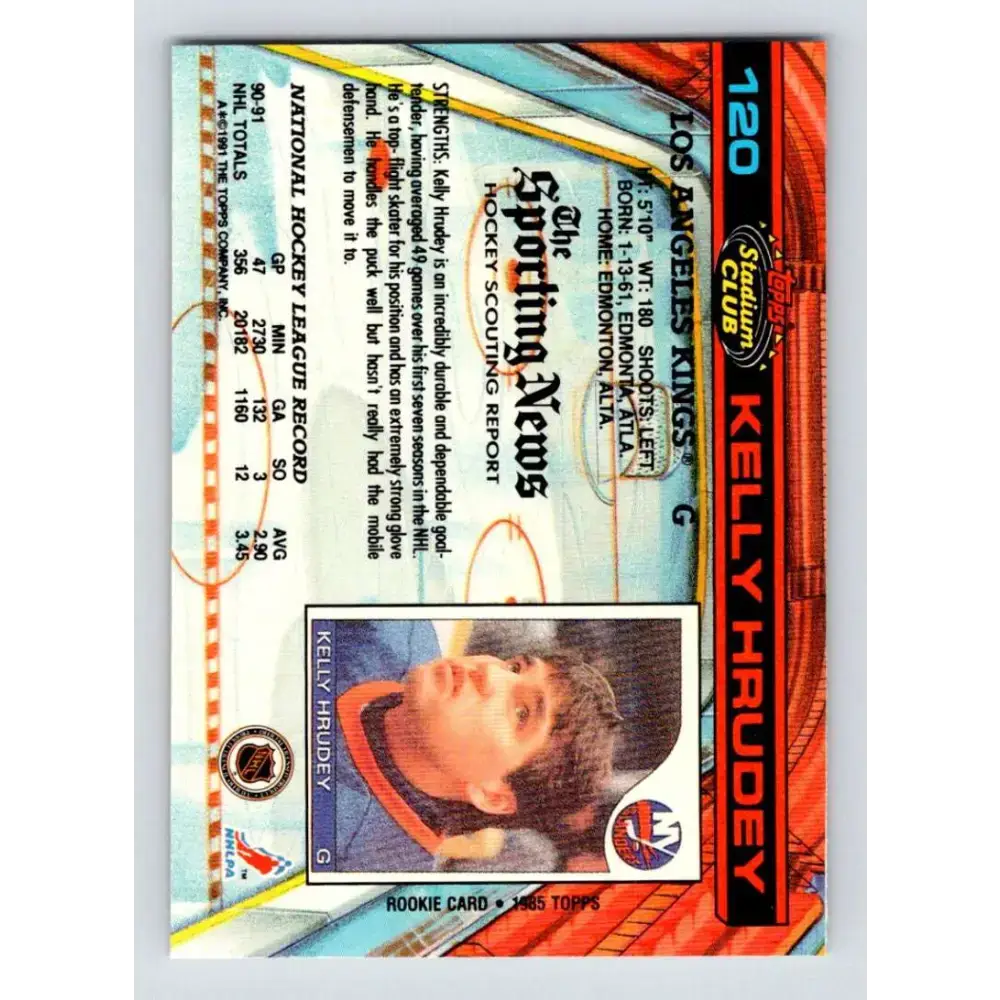 1991-92 Topps Stadium Club #120 Kelly Hrudey NM-MT Los Angeles Kings Hockey Card - Hockey Card Single