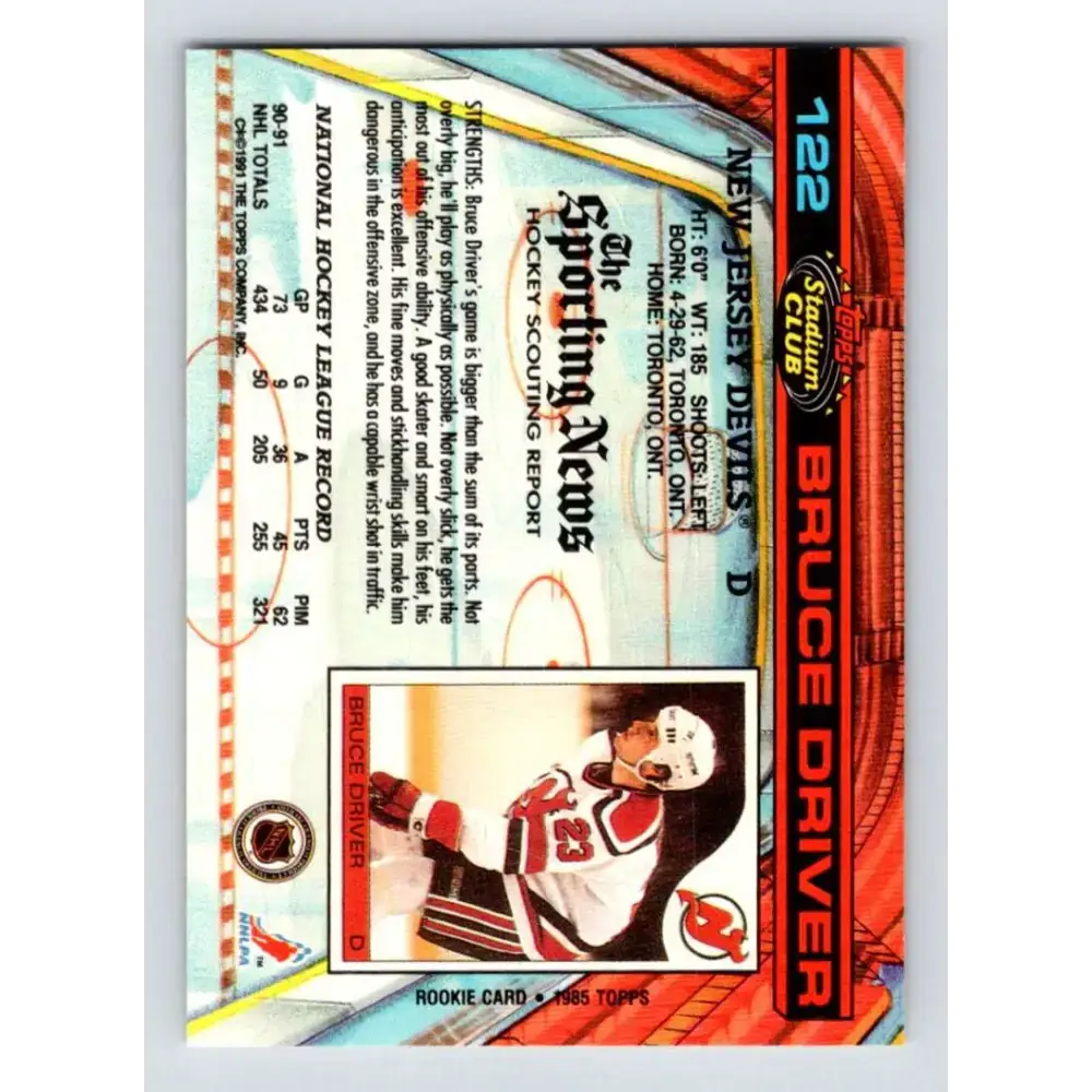 1991-92 Topps Stadium Club #122 Bruce Driver NM-MT New Jersey Devils Hockey Card - Hockey Card Single
