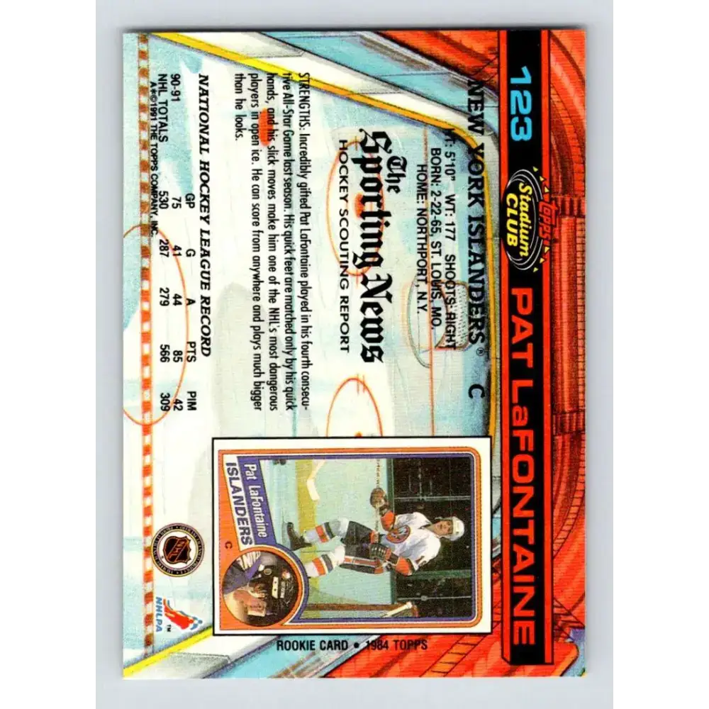 1991-92 Topps Stadium Club #123 Pat LaFontaine NM-MT New York Islanders Hockey Card - Hockey Card Single