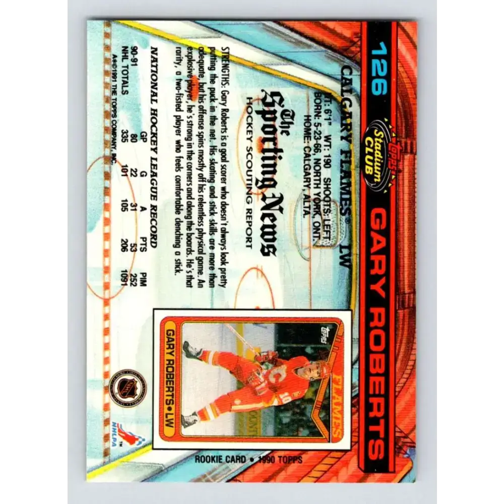 1991-92 Topps Stadium Club #126 Gary Roberts NM-MT Calgary Flames Hockey Card - Hockey Card Single