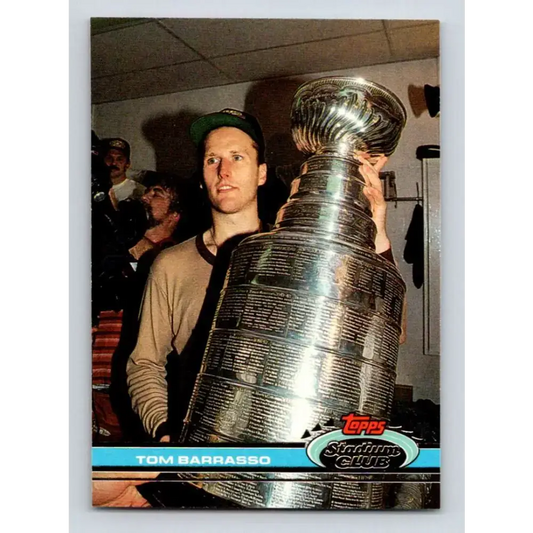 1991-92 Topps Stadium Club #155 Tom Barrasso NM-MT Pittsburgh Penguins Hockey Card - Hockey Card Single