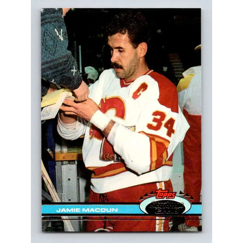 1991-92 Topps Stadium Club #160 Jamie Macoun NM-MT Calgary Flames Hockey Card - Hockey Card Single
