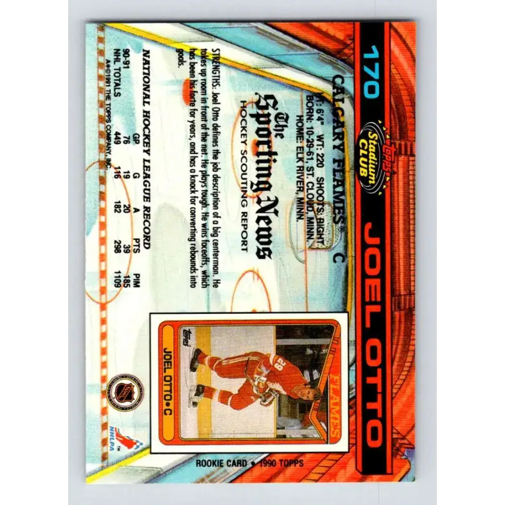 1991-92 Topps Stadium Club #170 Joel Otto NM-MT Calgary Flames Hockey Card - Hockey Card Single