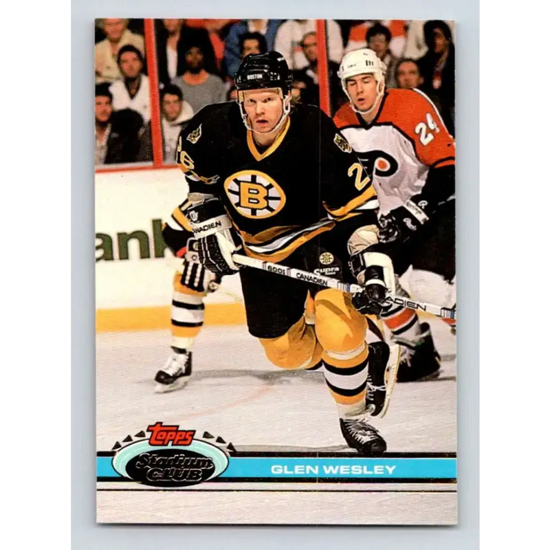 1991-92 Topps Stadium Club #190 Glen Wesley NM-MT Boston Bruins Hockey Card - Hockey Card Single