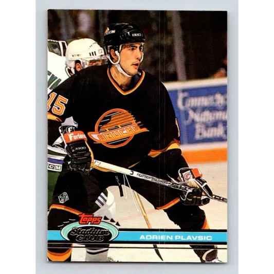 1991-92 Topps Stadium Club #196 Adrien Plavsic NM-MT Vancouver Canucks Hockey Card - Hockey Card Single