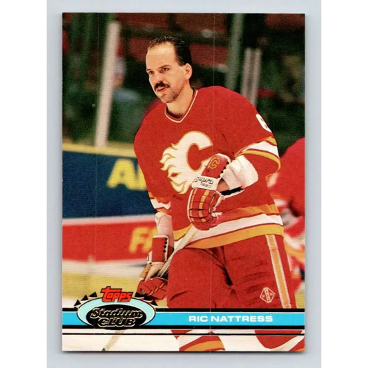 1991-92 Topps Stadium Club #217 Ric Nattress NM-MT Calgary Flames Hockey Card - Hockey Card Single