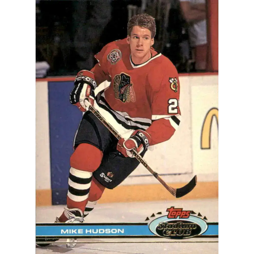 1991-92 Topps Stadium Club #22 Mike Hudson NM-MT Chicago Blackhawks Hockey Card - Hockey Card Single