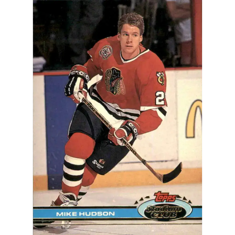 1991-92 Topps Stadium Club #22 Mike Hudson NM-MT Chicago Blackhawks Hockey Card - Hockey Card Single