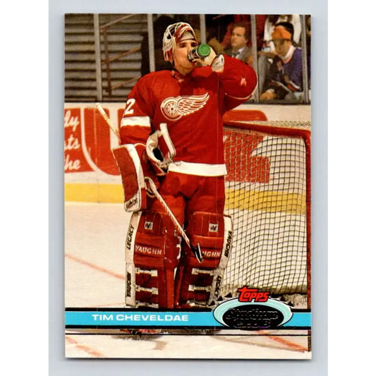 1991-92 Topps Stadium Club #224 Tim Cheveldae NM-MT Detroit Red Wings Hockey Card - Hockey Card Single