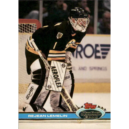 1991-92 Topps Stadium Club #23 Rejean Lemelin NM-MT Boston Bruins Hockey Card - Hockey Card Single