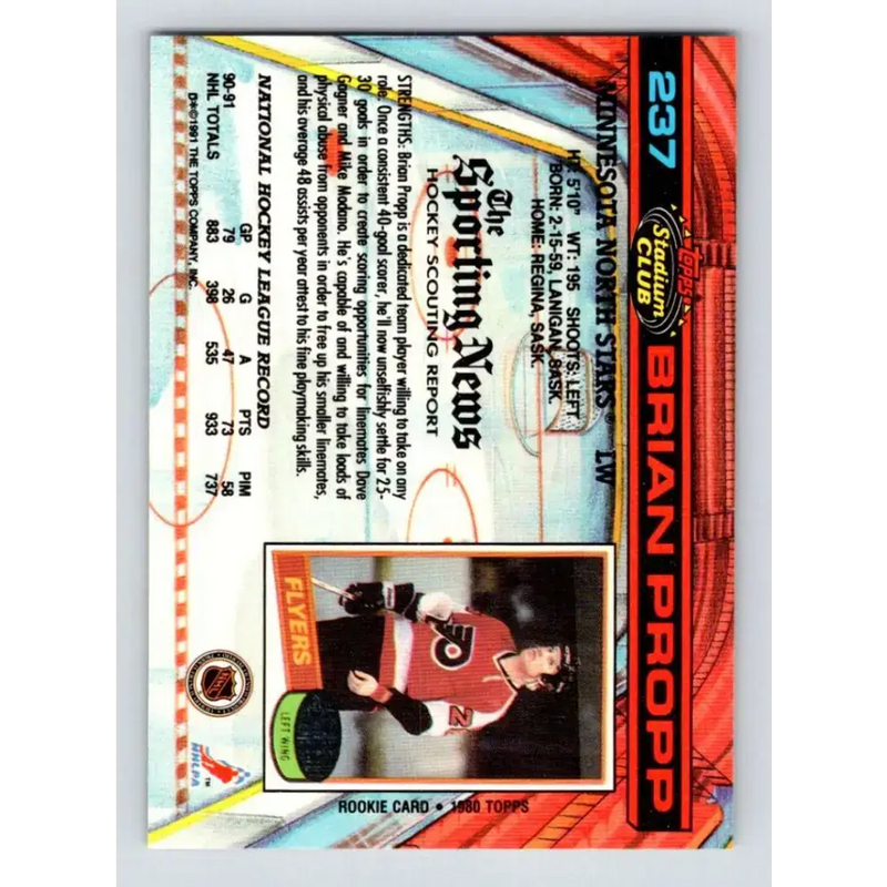1991-92 Topps Stadium Club #237 Brian Propp NM-MT Minnesota North Stars Hockey Card - Hockey Card Single
