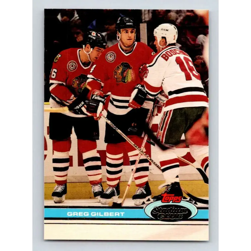 1991-92 Topps Stadium Club #242 Greg Gilbert NM-MT Chicago Blackhawks Hockey Card - Hockey Card Single