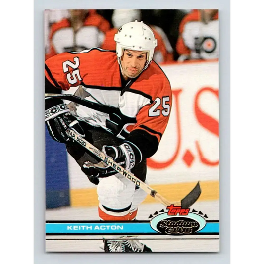 1991-92 Topps Stadium Club #247 Keith Acton NM-MT Philadelphia Flyers Hockey Card - Hockey Card Single