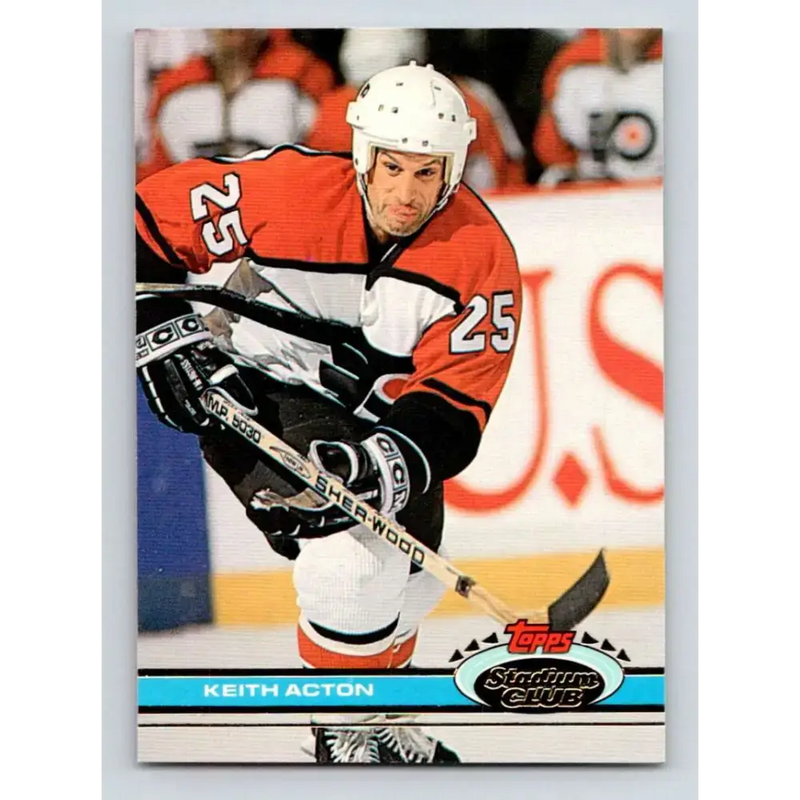 1991-92 Topps Stadium Club #247 Keith Acton NM-MT Philadelphia Flyers Hockey Card - Hockey Card Single