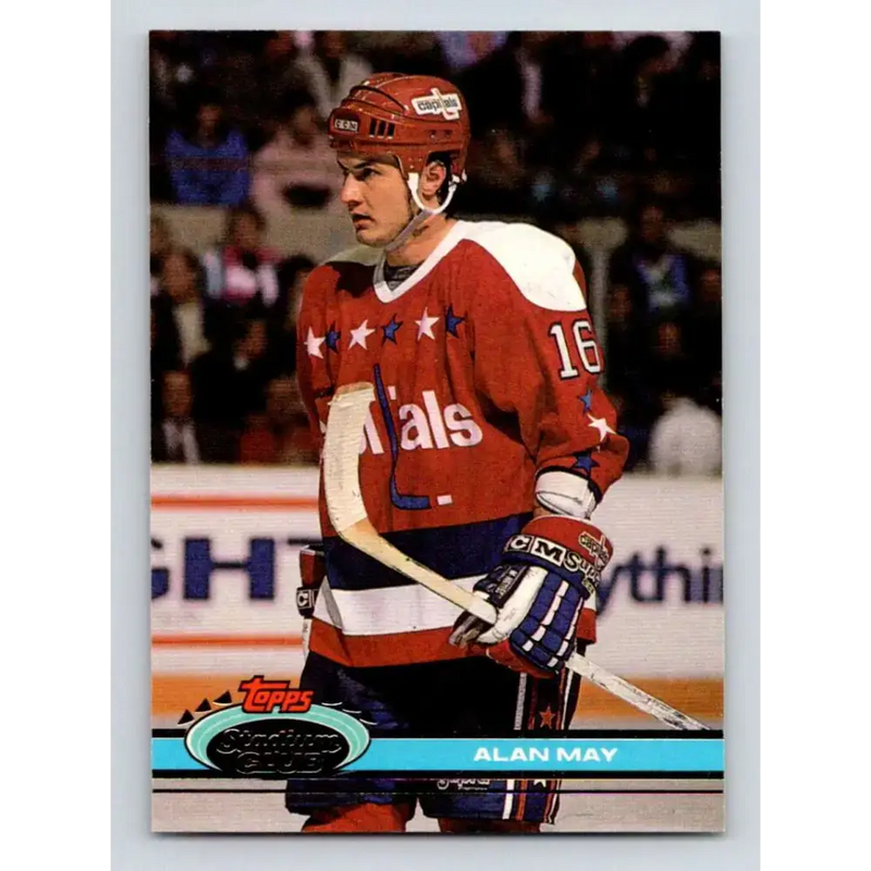 1991-92 Topps Stadium Club #288 Alan May NM-MT Washington Capitals Hockey Card - Hockey Card Single