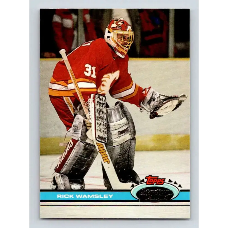 1991-92 Topps Stadium Club #294 Rick Wamsley NM-MT Calgary Flames Hockey Card - Hockey Card Single