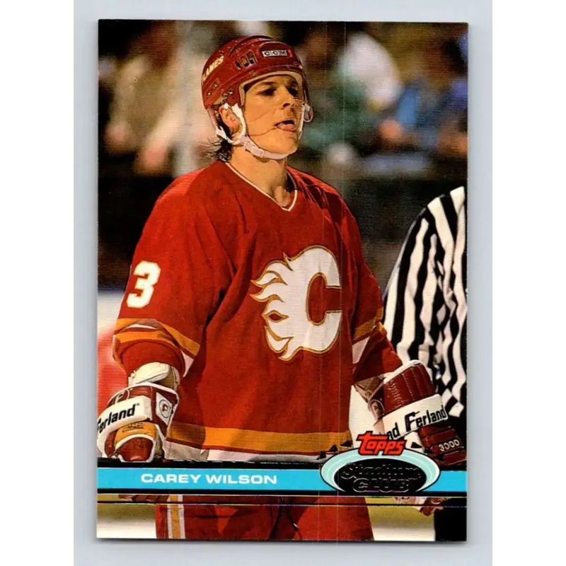 1991-92 Topps Stadium Club #301 Carey Wilson NM-MT Calgary Flames Hockey Card - Hockey Card Single